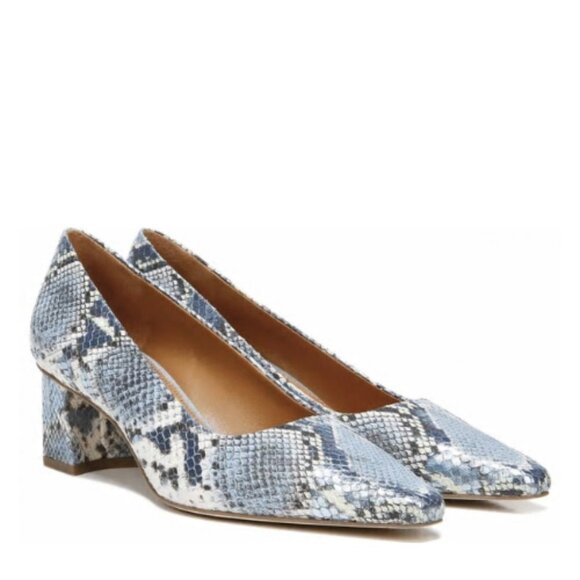 NEW Sarto by Franco Sarto Regal Snake Embossed Leather Pumps in Airy Blue - Picture 2 of 6